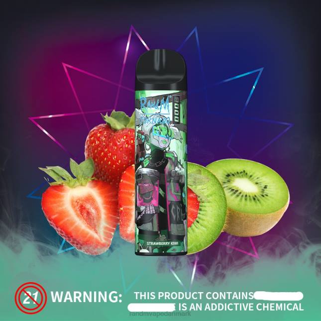 RandM Tornado 8000 luftstrømskontrol vape enhed 1 stk L06X250 jordbær kiwi - RandM Vape Buy Online