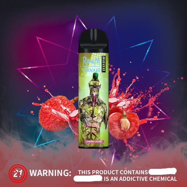 RandM Tornado 8000 luftstrømskontrol vape enhed 1 stk L06X253 kirsebær litchi - RandM Vape Danmark